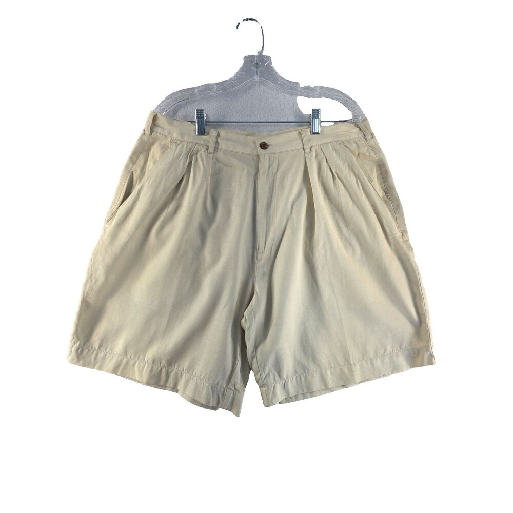 Vintage 90s Compass Collection Silk Blend Pleated Shorts Men's 36